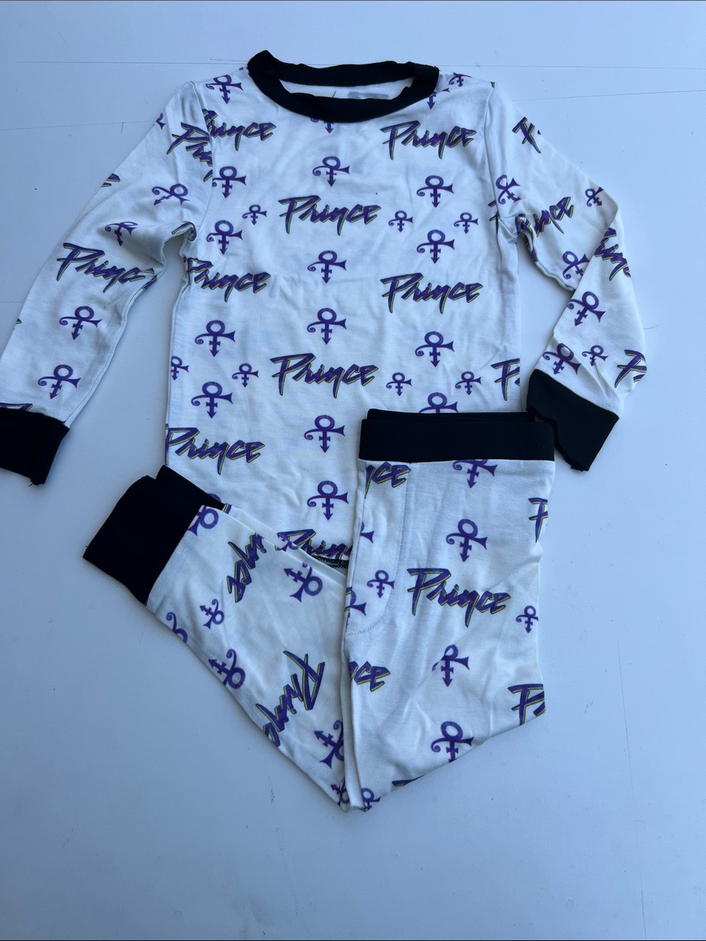 Rowdy Sprout Prince Logo White & Purple Kids Pajama Set 18-24 months